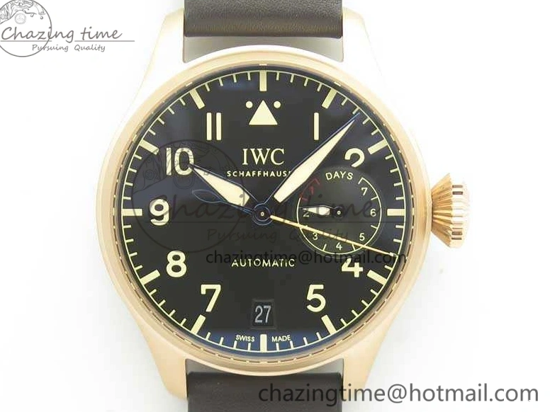 MIROTIME 0503 Big Pilot IW510301 Satin-Polished RG YLF Best Edition Black Dial On Leather Strap A Flexible 7222